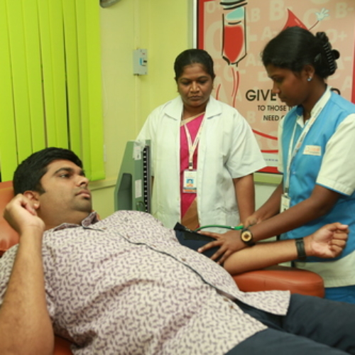 Checking Blood Pressure for blood donor patient. @3